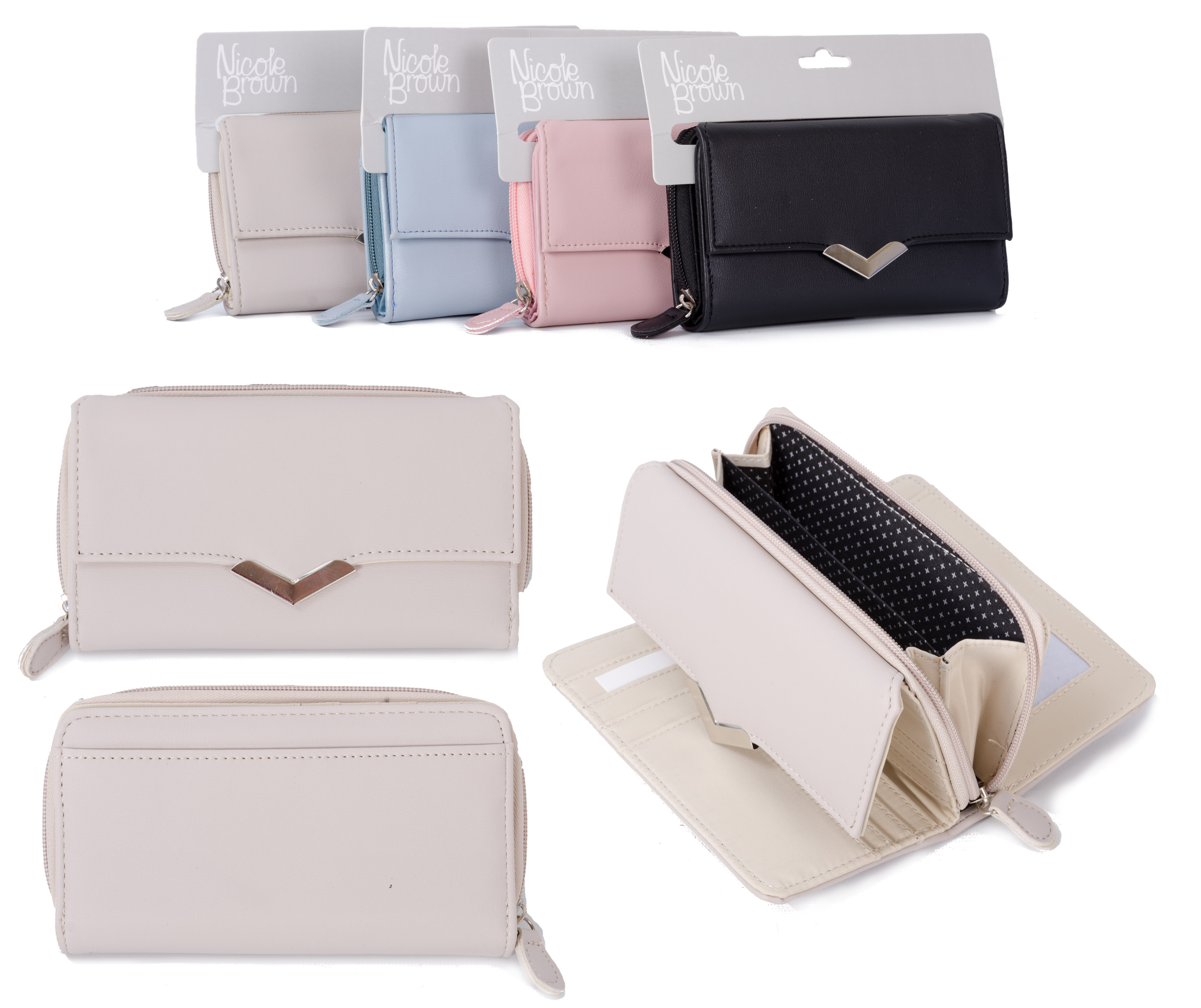 (image for) JBPS172 GREY PU PURSE W/ CENTRAL COIN SECTION